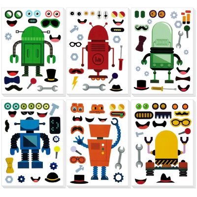 Wrapables Make Your Own Sticker Sheets, Make a Face Stickers 24 Sheets, Robots Image 1