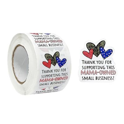 Wrapables Mama-Owned Small Business Thank You Stickers Roll, Sealing Stickers and Labels for Boxes, Envelopes, Bags and Packages (500pcs) Image 1