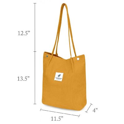 Wrapables Marigold Corduroy Tote Bag, Casual Everyday Shoulder Handbag Image 1