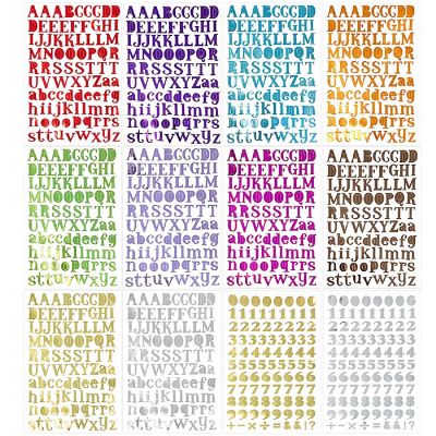 Wrapables Metallic Alphabet Letters and Numbers Adhesive Scrapbooking and Signage Stickers (12 Sheets) Image 1