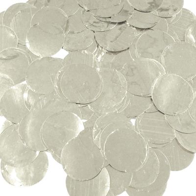 Wrapables Metallic Silver Mylar Round Tissue Paper Confetti 1" Circle Confetti Image 1