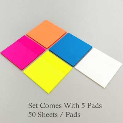 Wrapables Multicolor Transparent Sticky Notes, Waterproof Self-Adhesive Memos (Set of 5) Image 2