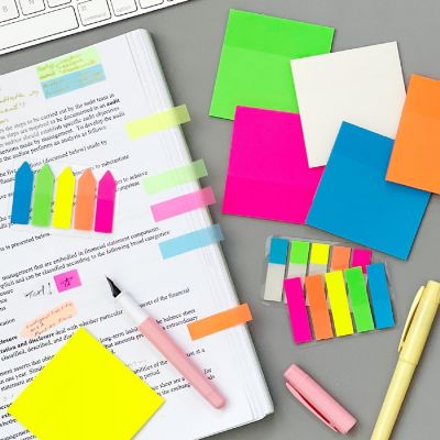 Wrapables Multicolor Transparent Sticky Notes, Waterproof Self-Adhesive Memos (Set of 5) Image 3