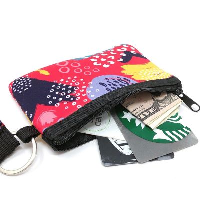 Wrapables Neoprene Mini Wristlet Wallet / Credit Card ID Holder with Lanyard, Abstract Bright Image 2