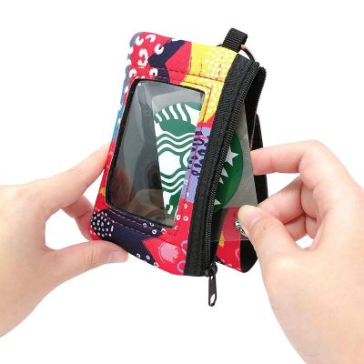 Wrapables Neoprene Mini Wristlet Wallet / Credit Card ID Holder with Lanyard, Abstract Bright Image 3