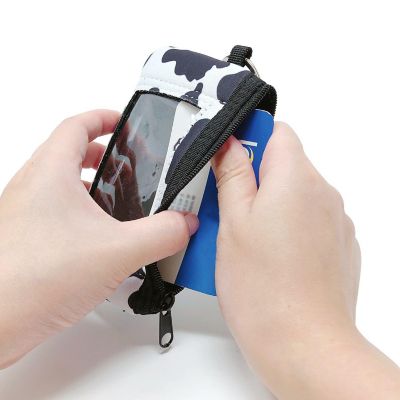 Wrapables Neoprene Mini Wristlet Wallet / Credit Card ID Holder with Lanyard, Cow Print Image 3