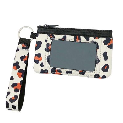 Wrapables Neoprene Mini Wristlet Wallet / Credit Card ID Holder with Lanyard, Leopard Image 1