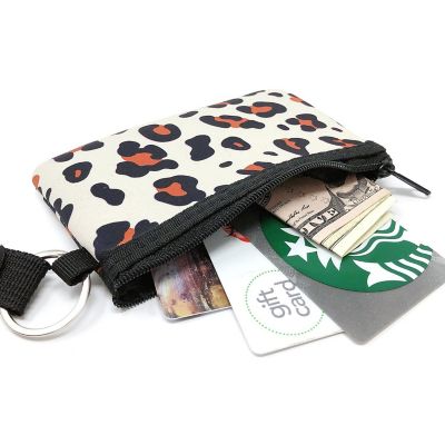 Wrapables Neoprene Mini Wristlet Wallet / Credit Card ID Holder with Lanyard, Leopard Image 2