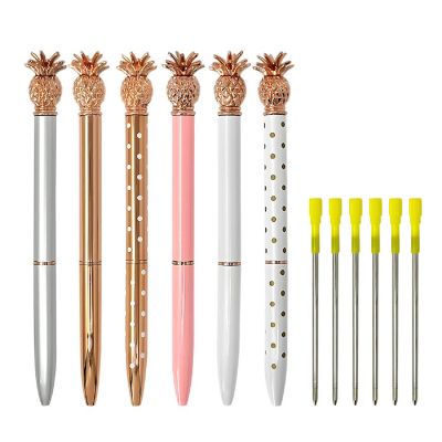 Wrapables Novelty Pineapple Ballpoint Pens with Refills, 1.0mm Medium Point (Set of 6 Pens + 6 Refills) Image 1
