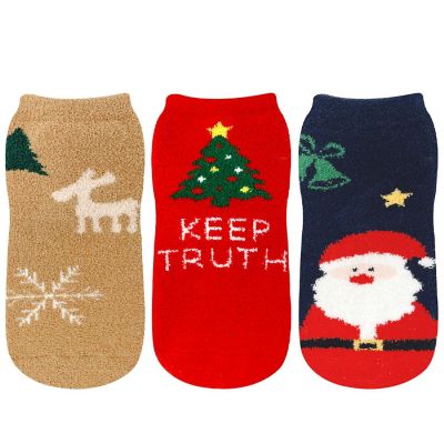 Wrapables Novelty Winter Warm Christmas Fuzzy Slipper Socks for Women (Set of 3), Santa Image 2