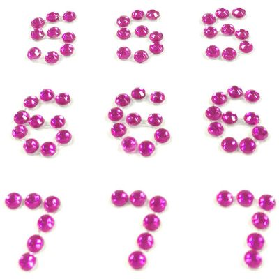 Wrapables Numbers Adhesive Rhinestones, Rose Red Image 1