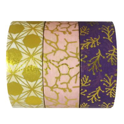 Wrapables Pink and Purple Metallic  10M x 15mm Washi Masking Tape (set of 3) Image 1