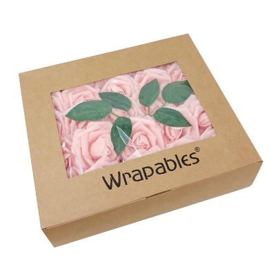 Wrapables Pink Artificial Flowers, Real Touch Latex Roses Image 3