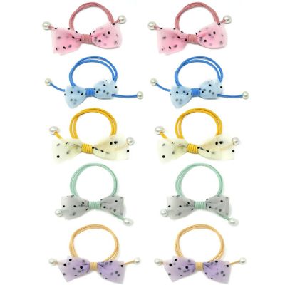 Wrapables Polka Dots & Faux Pearls Hair Ties (Set of 10) Image 1