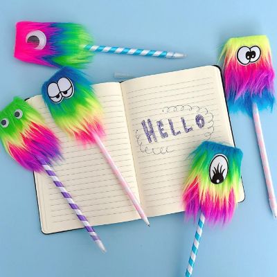 Wrapables Rainbow Fluffy Monster Pens (Set of 5) Image 2