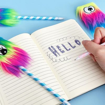 Wrapables Rainbow Fluffy Monster Pens (Set of 5) Image 3