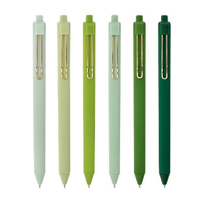 Wrapables Retractable Black Ink Gel Pens, 0.5mm Fine Point (Set of 6), Green Image 1