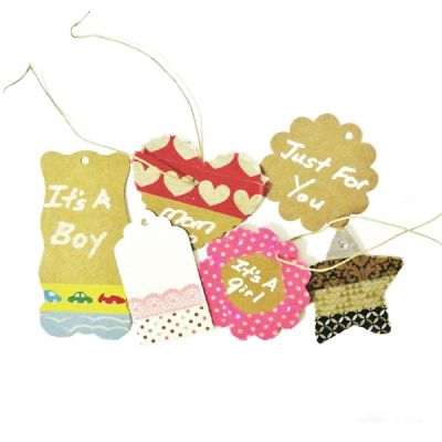 Wrapables Scalloped Gift Tags/Kraft Hang Tags with Free Cut Strings, (50pcs) Image 3
