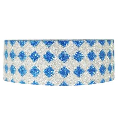 Wrapables Shimmer Washi Masking Tape, Blue Diamonds Image 1