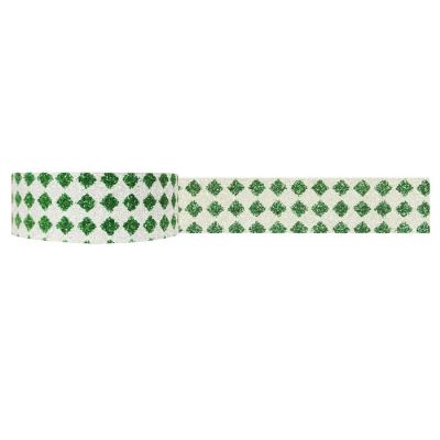 Wrapables Shimmer Washi Masking Tape, Green Diamonds Image 1