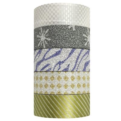 Wrapables Silver and Gold Washi Tapes Masking Tapes, Set of 5 Image 1