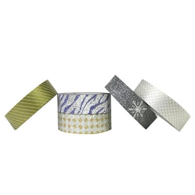 Wrapables Silver and Gold Washi Tapes Masking Tapes, Set of 5 Image 2