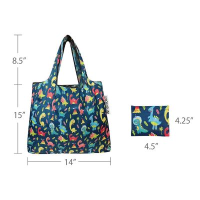 Wrapables Small Foldable Tote Nylon Reusable Grocery Bags, Dinosaurs Image 2
