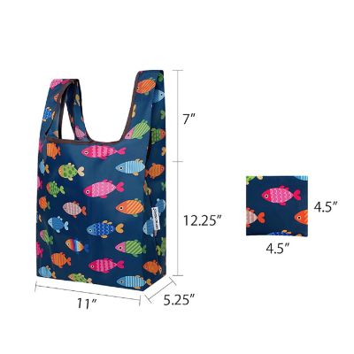 Wrapables Small JoliBag Nylon Reusable Grocery Bag, Colorful Fish Image 1