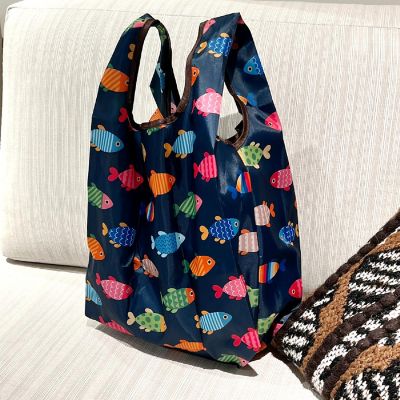Wrapables Small JoliBag Nylon Reusable Grocery Bag, Colorful Fish Image 2