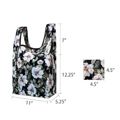 Wrapables Small JoliBag Nylon Reusable Grocery Bag, White Flowers Image 1