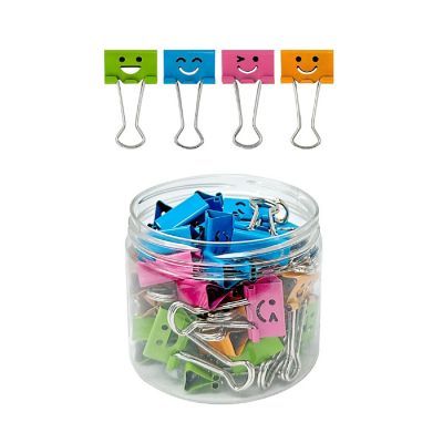 Wrapables Smiley Face Small Binder Clips, Small (Set of 40) Image 1