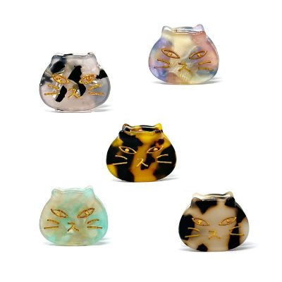 Wrapables Speckled Mini Cat Hair Claws Resin Marble Cat Face Hair Clips (Set of 5) Image 2