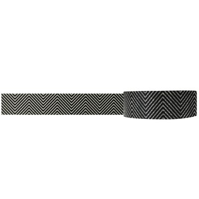 Wrapables Striped Washi Masking Tape, Black Tread Image 1
