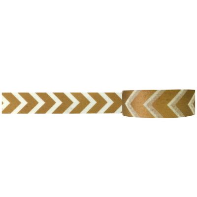 Wrapables Striped Washi Masking Tape, Gold Arrow Image 1