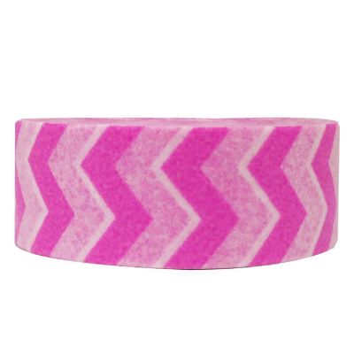 Wrapables Striped Washi Masking Tape, Hot Pink Short Chevron Image 1