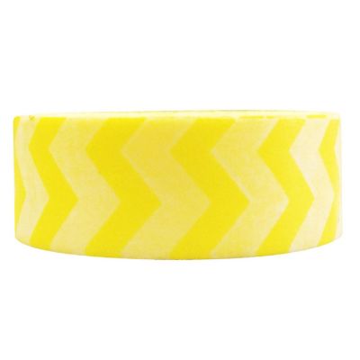 Wrapables Striped Washi Masking Tape, Light Yellow Short Chevron Image 1