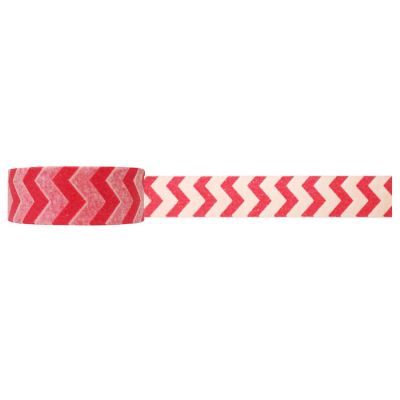 Wrapables Striped Washi Masking Tape, Red Short Chevron Image 1