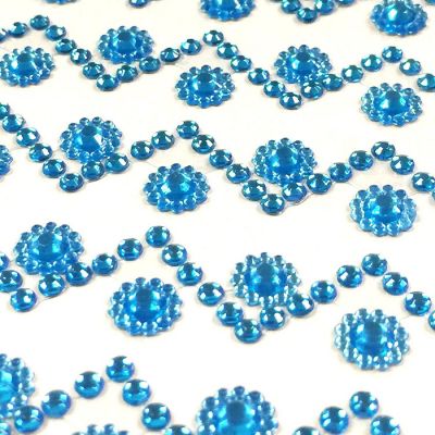 Wrapables Sunflower and Round Acrylic Self Adhesive Crystal Gem Stickers, Blue Image 1