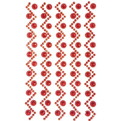 Wrapables Sunflower and Round Acrylic Self Adhesive Crystal Gem Stickers, Red Image 1