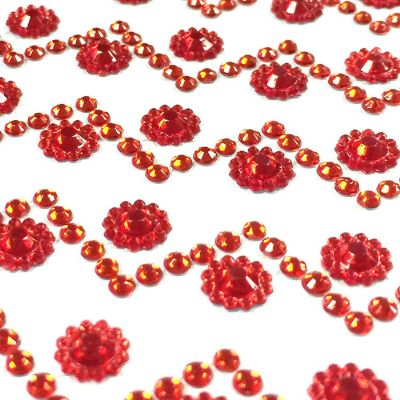 Wrapables Sunflower and Round Acrylic Self Adhesive Crystal Gem Stickers, Red Image 1