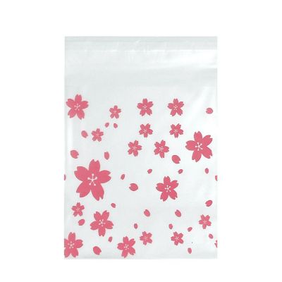 Wrapables Transparent Self-Adhesive 4" x 4" Candy and Cookie Bags, Favor Treat Bags for Parties and Wedding (200pcs), Cherry Blossoms Image 1