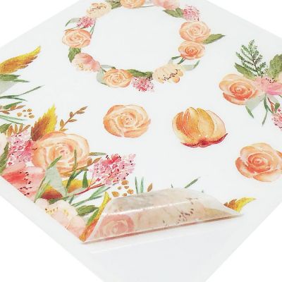 Wrapables Washi Scrapbooking Stickers Box Set, Peach Floral (20 sheets) Image 3