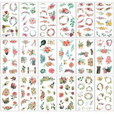 Wrapables Washi Stickers Sets for Scrapbooking, (18 sheets) Flowers and Wreaths Image 1