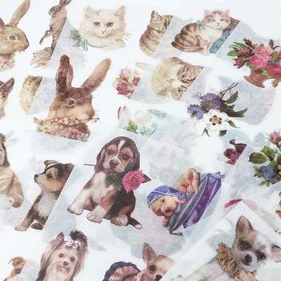 Wrapables Washi Stickers Sets for Scrapbooking, (9 sheets) Bunnies, Dogs, Bouquets Image 2