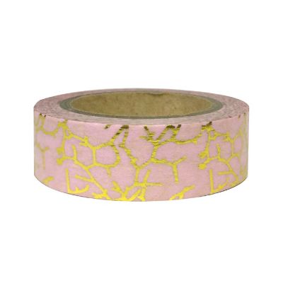 Wrapables Washi Tapes Decorative Masking Tapes, Gold and Pink Branches Image 1