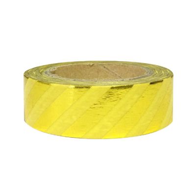 Wrapables Washi Tapes Decorative Masking Tapes, Gold and Yellow Slant Stripes Image 1