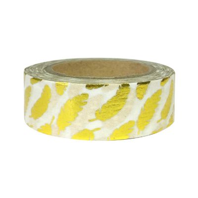 Wrapables Washi Tapes Decorative Masking Tapes, Gold Feathers Image 1