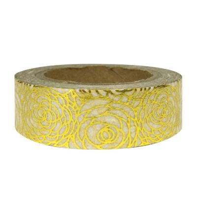 Wrapables Washi Tapes Decorative Masking Tapes, Peonies Shiny Gold Image 1