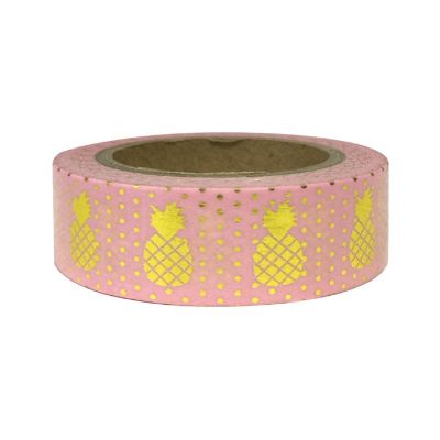 Wrapables Washi Tapes Decorative Masking Tapes, Pineapples Pink Image 1