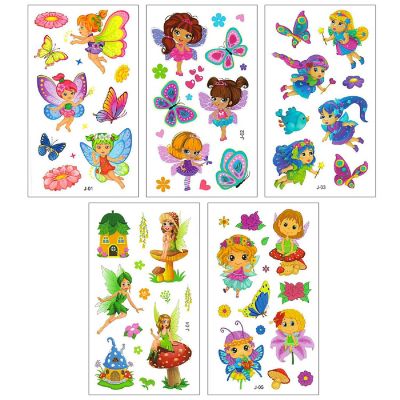 Wrapables Waterproof Temporary Tattoos for Children, 20 sheets, Butterflies & Fairies Image 2